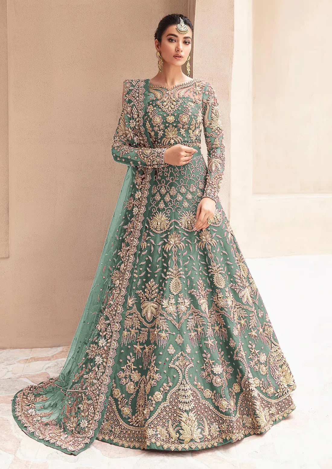 Semi Stitched Anarkali Suits Bridal Gown-4 Color